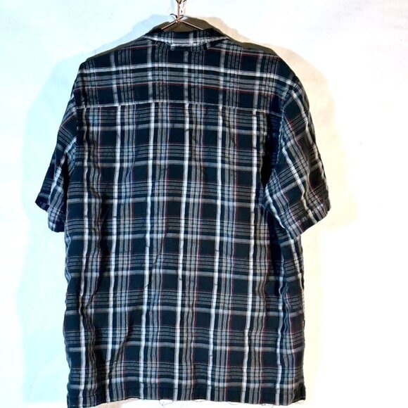 Quiksilver Plaid Shirt Button Up Gray Black Surf Skateboard Size Large Grunge - Picture 4 of 5